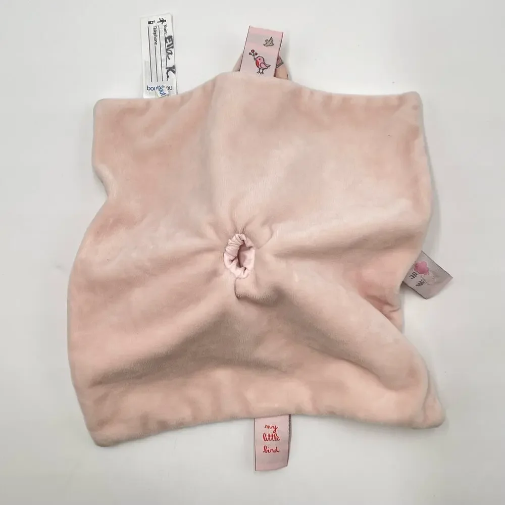 Bout'Chou Pink Puppy Dog My Little Bird Hankerchief Lovey Finger Puppet Blanket